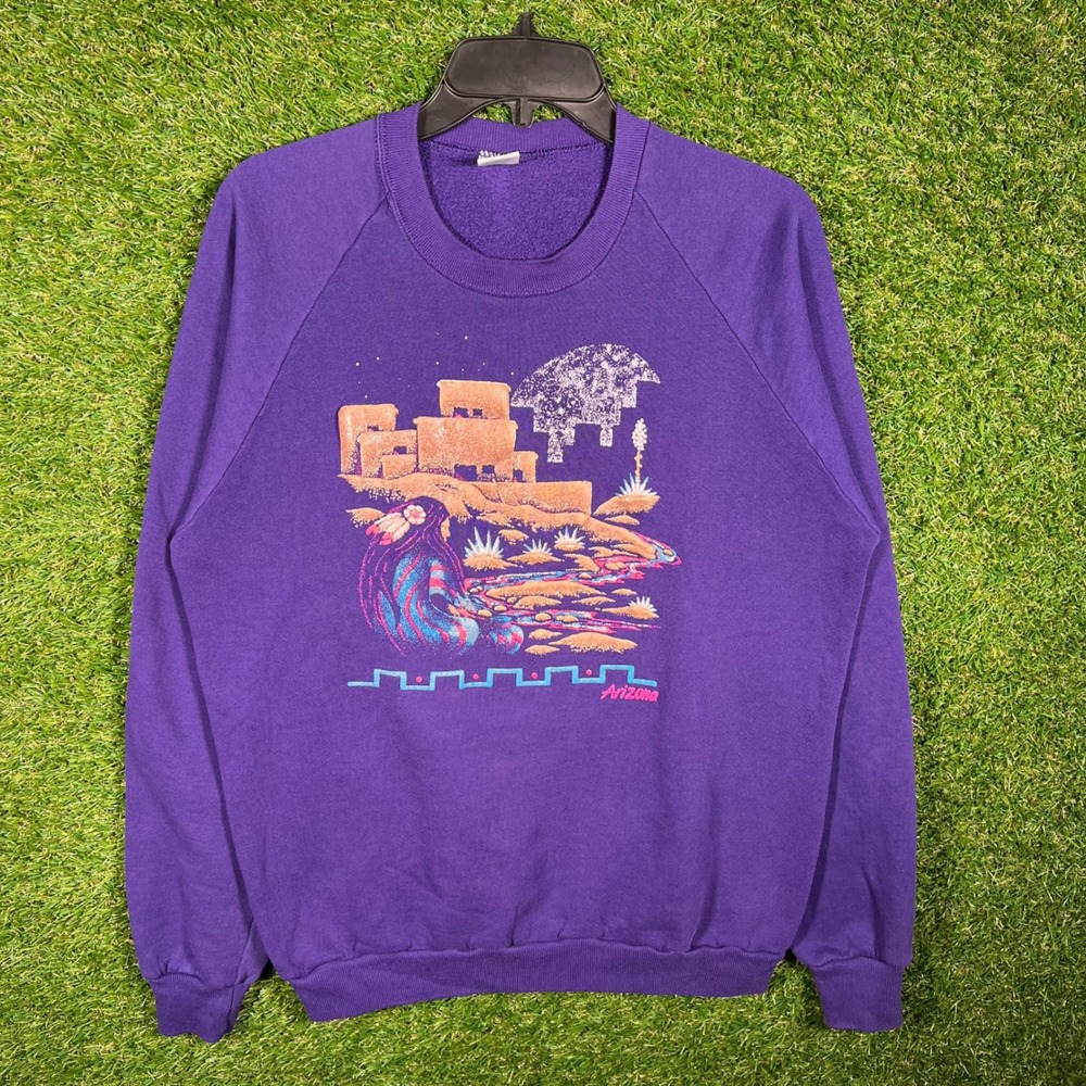 Vintage Jerzees Arizona Southwest Graphic Sweatshirt Purple XL Made in USA